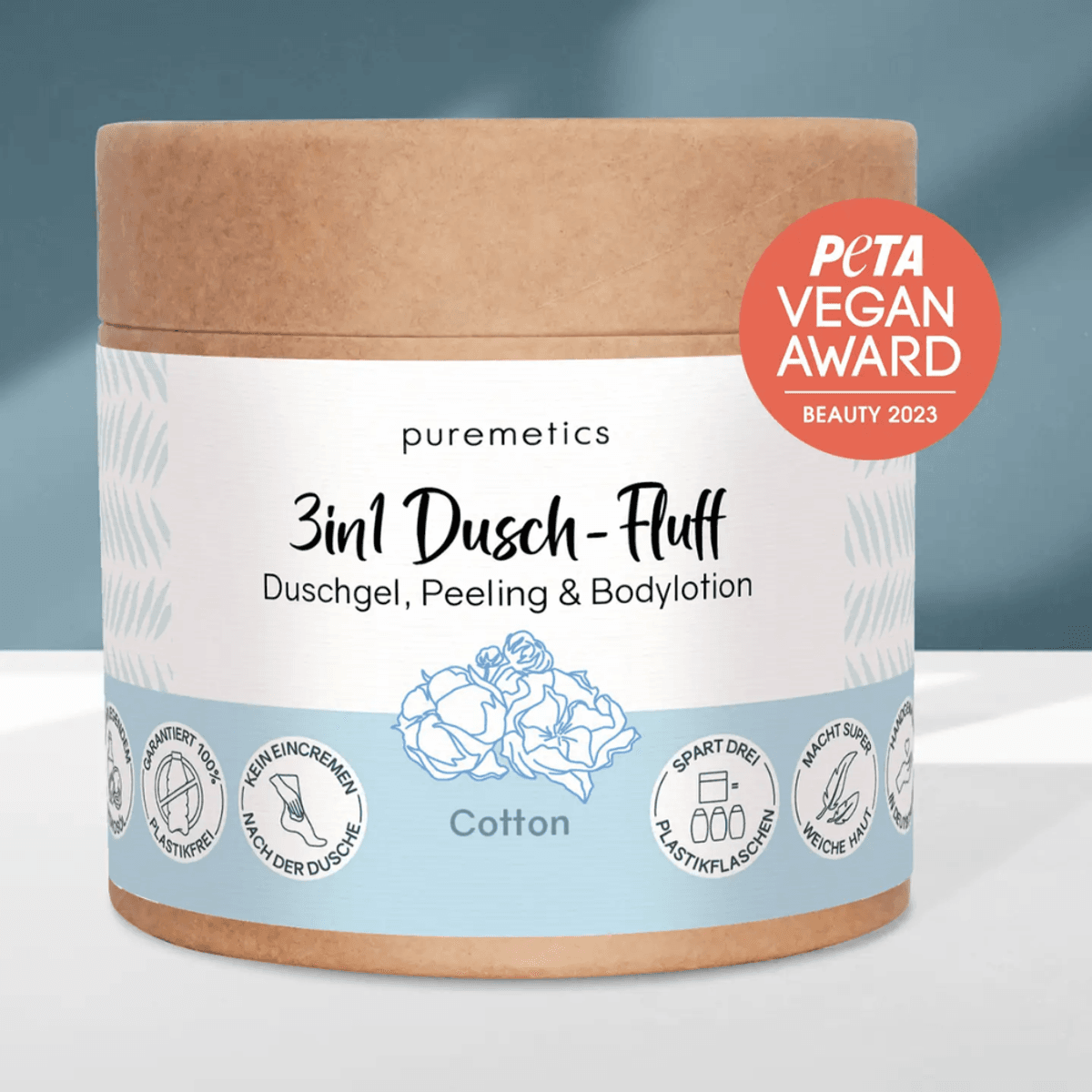 Puremetics 3-i-1 Dusch-Fluff dusjsåpe «bomull»