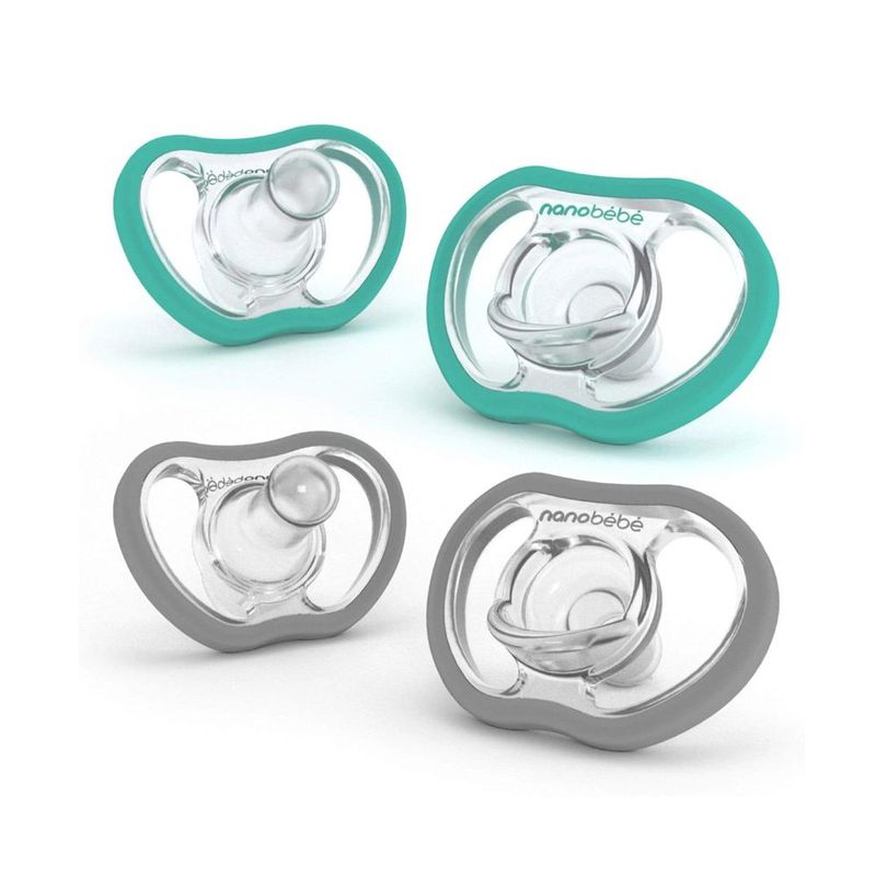 Nanobébé Active Flexy Pacifier narresmokk, teal + grey, 4pk, 4m+