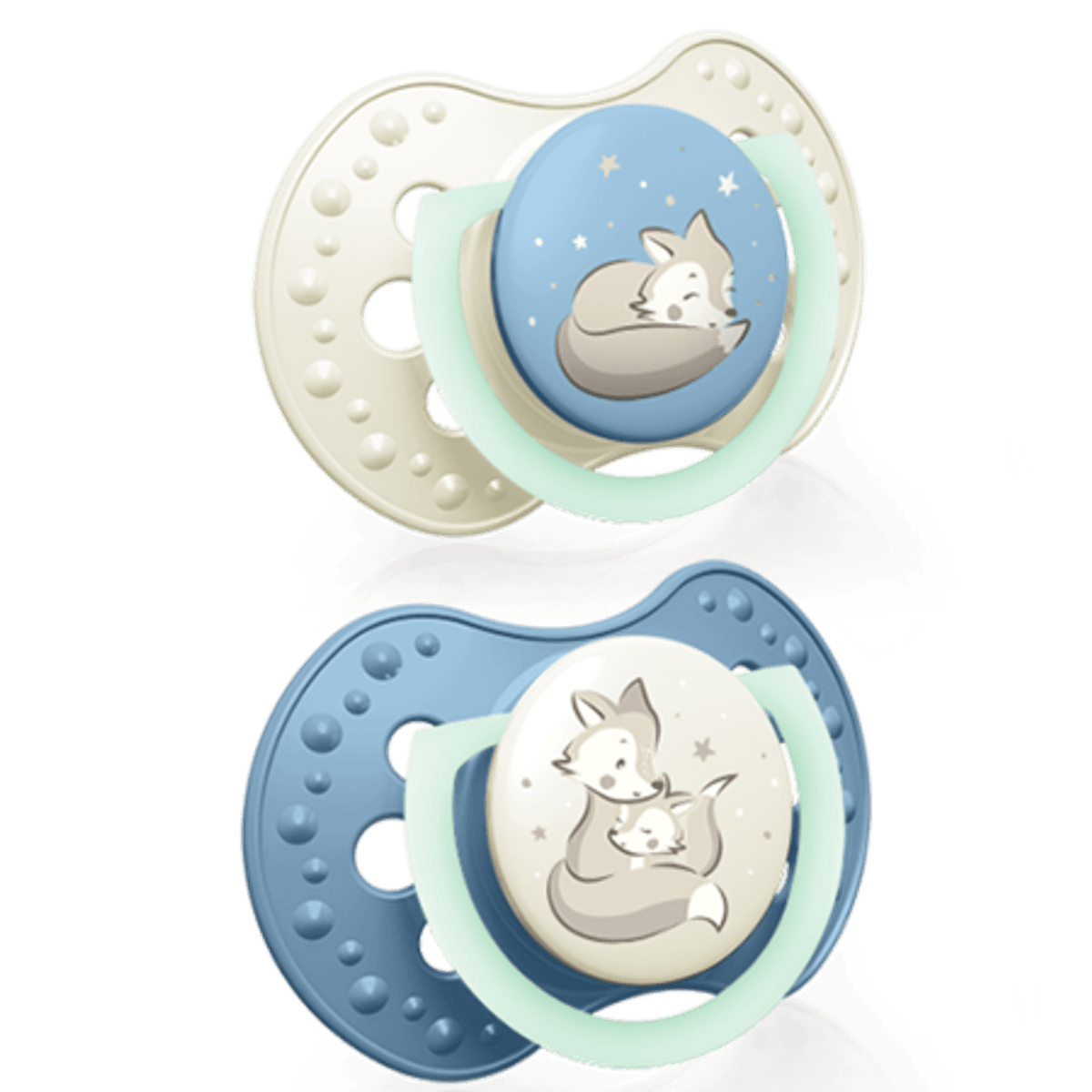 LOVI Silicone Dynamic Soother 0-6m, 2 stk, Night&Day Blue